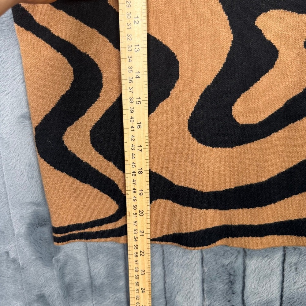 Christian Siriano New York Swirl Print Mock Neck Sweater Camel Black Small - Picture 2 of 7